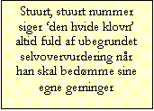 Text Box: Stuurt, stuurt nummer siger den hvide klovn altid fuld af ubegrundet selvovervurdering nr han skal bedmme sine egne gerninger